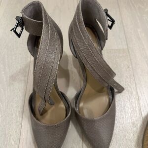 Grey Ankle Strap Heels BCBG